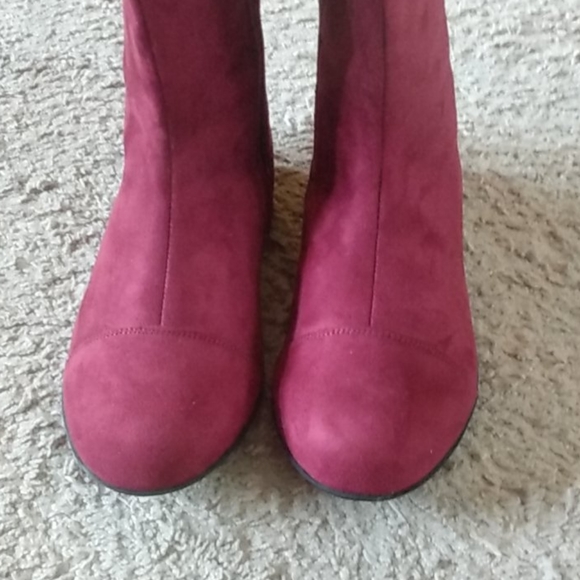 Jessica London suede boots 7.5 wide width Burgendy - Picture 9 of 9